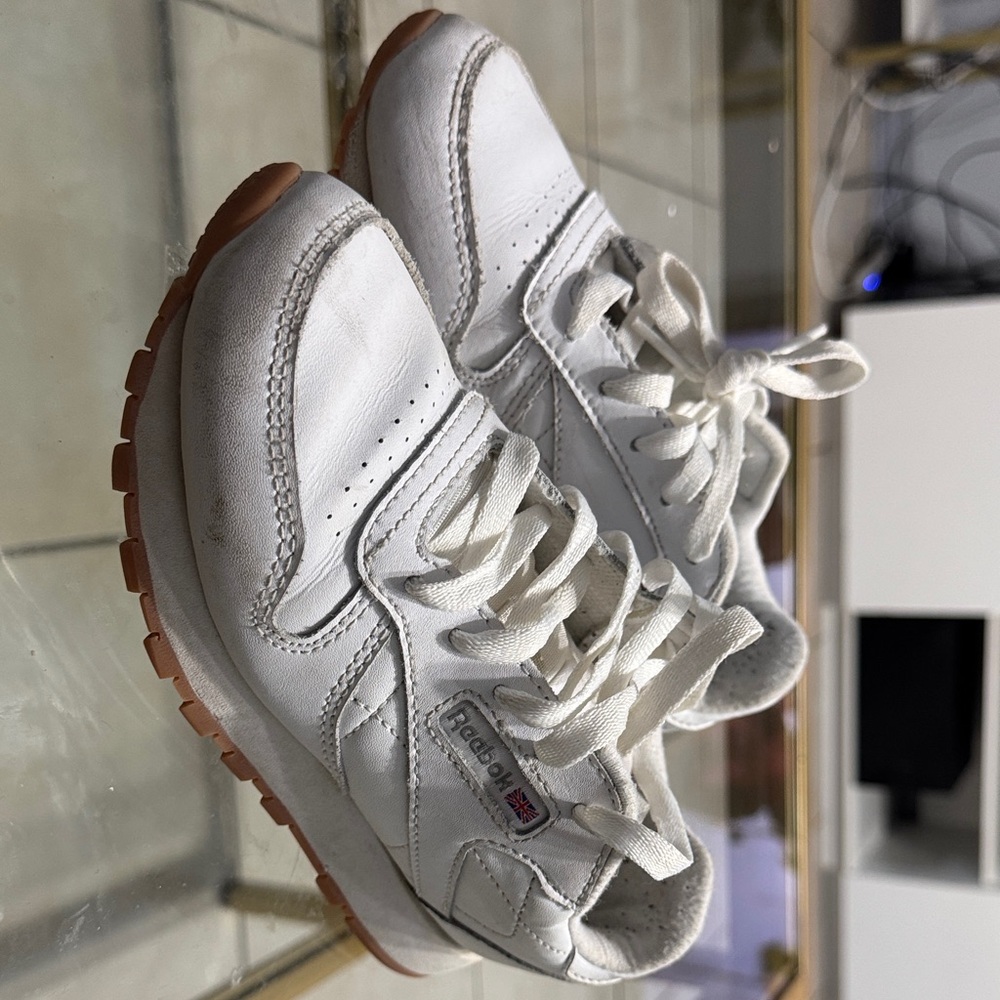 Reebok Kids White Sneakers with Tan Soles